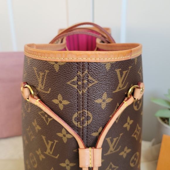💕CLASSIC Louis Vuitton Neverfull MM Monogram "PEONY/Hot Pink Interior" Tote Bag - Picture 7 of 16